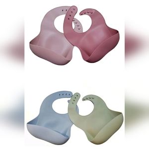Lot of 34 Silicone Baby Bibs for Babies & Toddlers. Adjust Green, Blue, 2 Pinks
